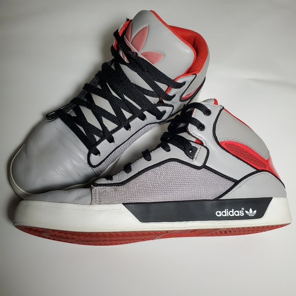 Adidas Grey / Red / Black / White Mid Shoes - Picture 2 of 8